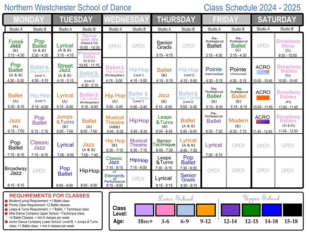classs schedule