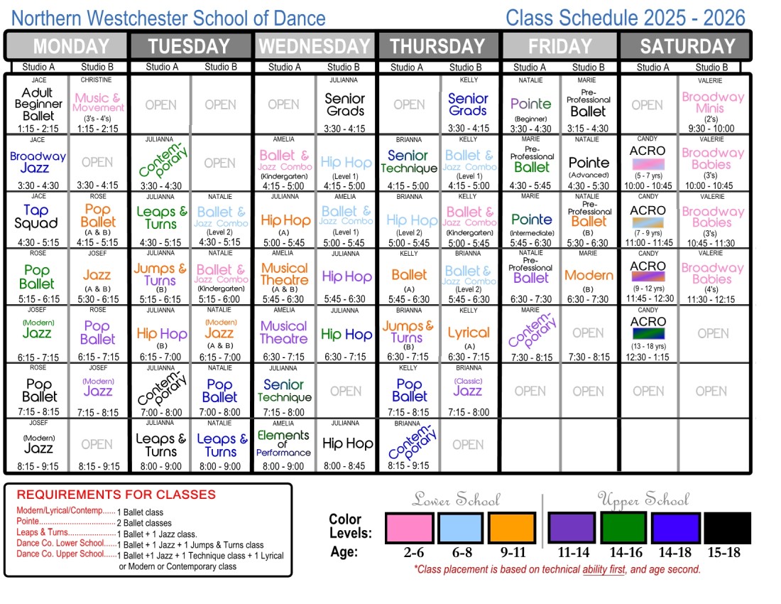 classs schedule