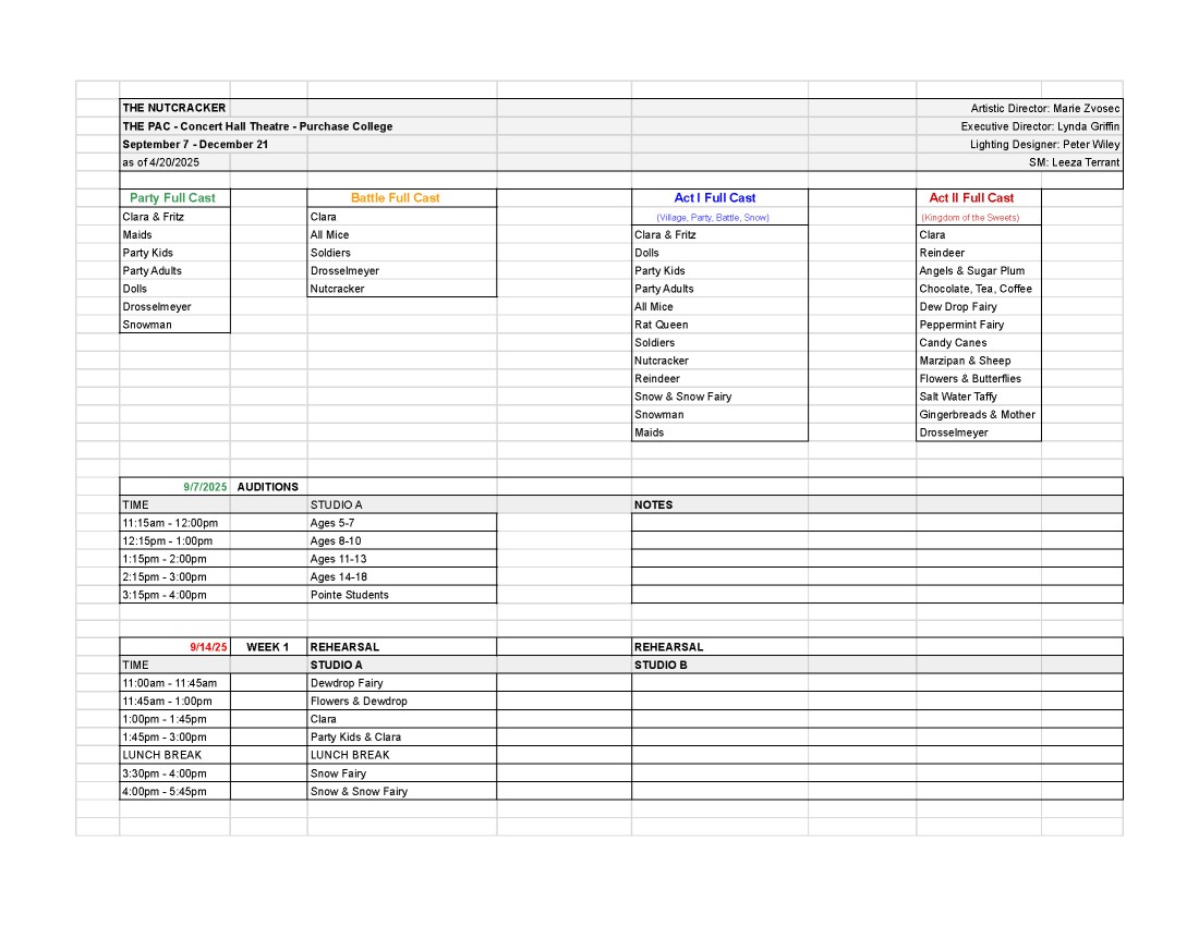 nutcracke schedule