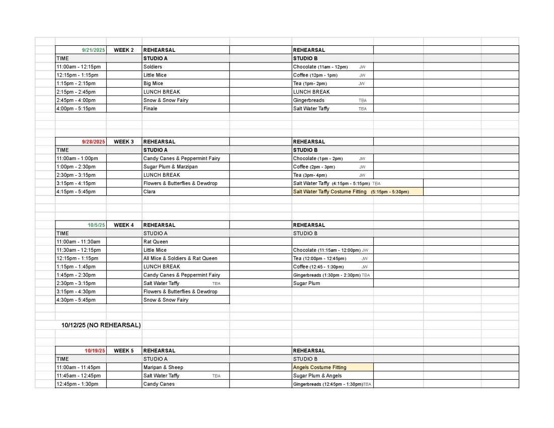 nutcracke schedule