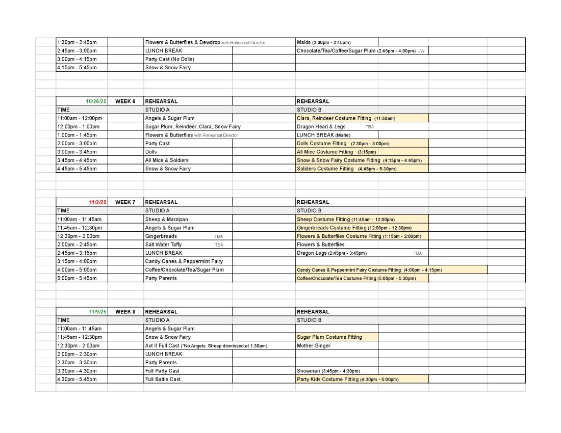 nutcracke schedule