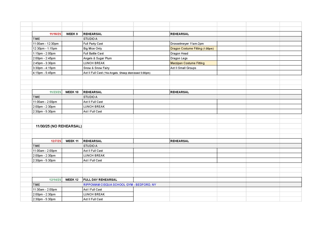 nutcracke schedule